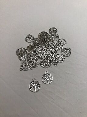 Silver Tone Tree of Life Pendant Charm Jewelry Making Kit Lot 39 pieces